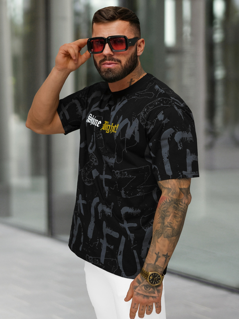 T-shirt męski loose fit czarny OZONEE O/YN2/621