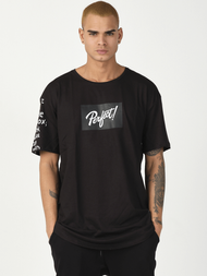 T-Shirt męski z nadrukiem czarny OZONEE MR/21550