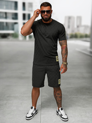 Komplet dresowy męski krótki czarny OZONEE O/QQ1608AB