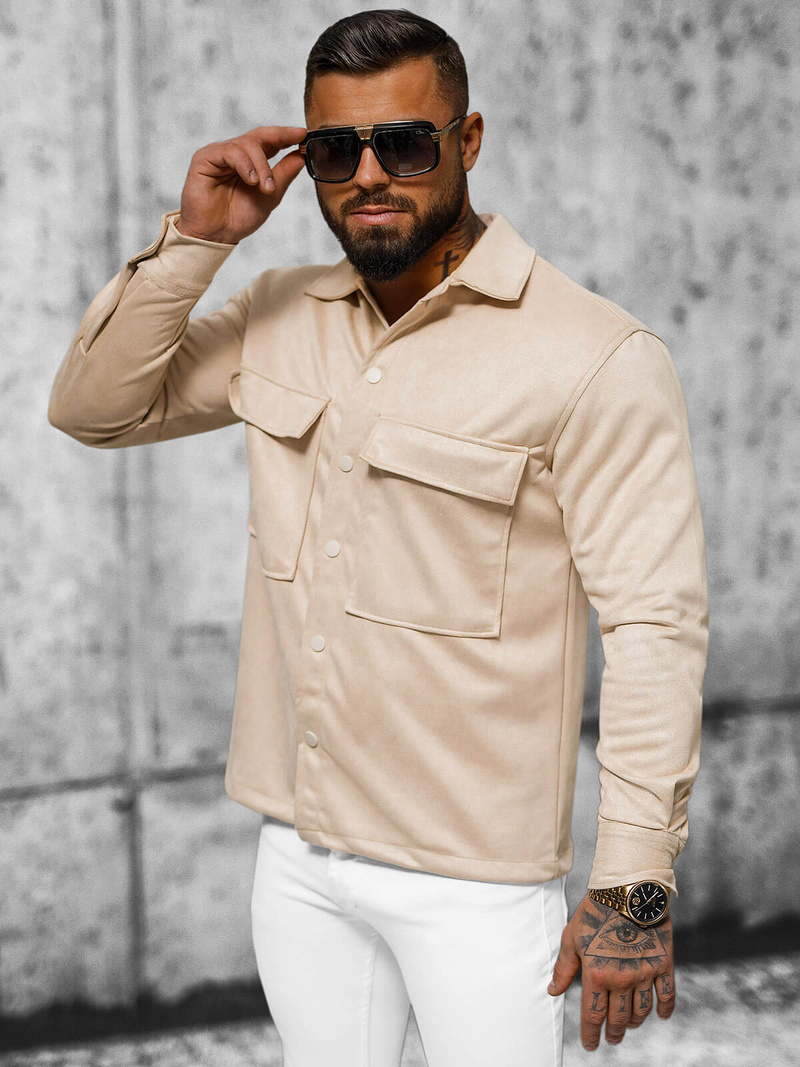 Класична сорочка чоловіча Бежева OZONEE O/GOM23039