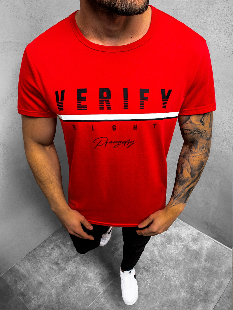 T-Shirt męski czerwony OZONEE JS/SS10972Z