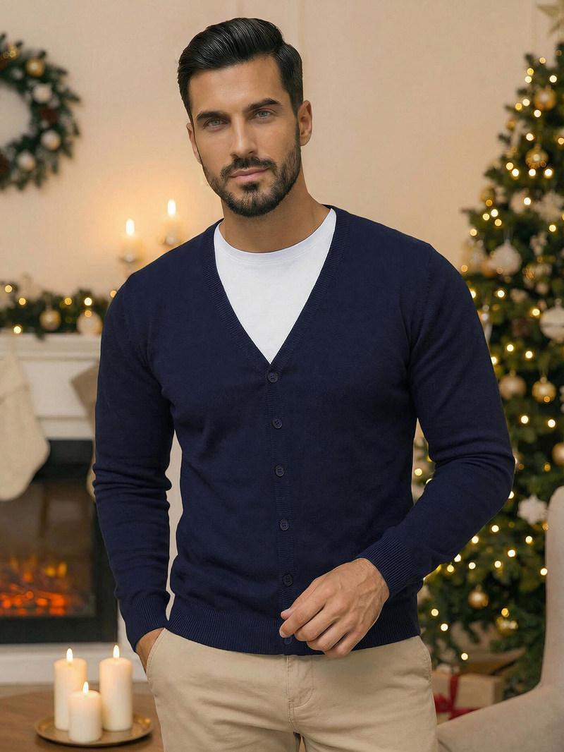 Sweter męski rozpinany granatowy OZONEE NB/MM6006/6Z