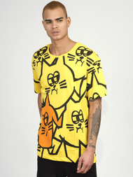 T-Shirt męski z nadrukiem żółty OZONEE MR/21535