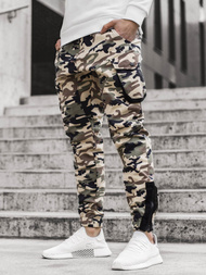 Spodnie męskie joggery beżowe-moro OZONEE A/705