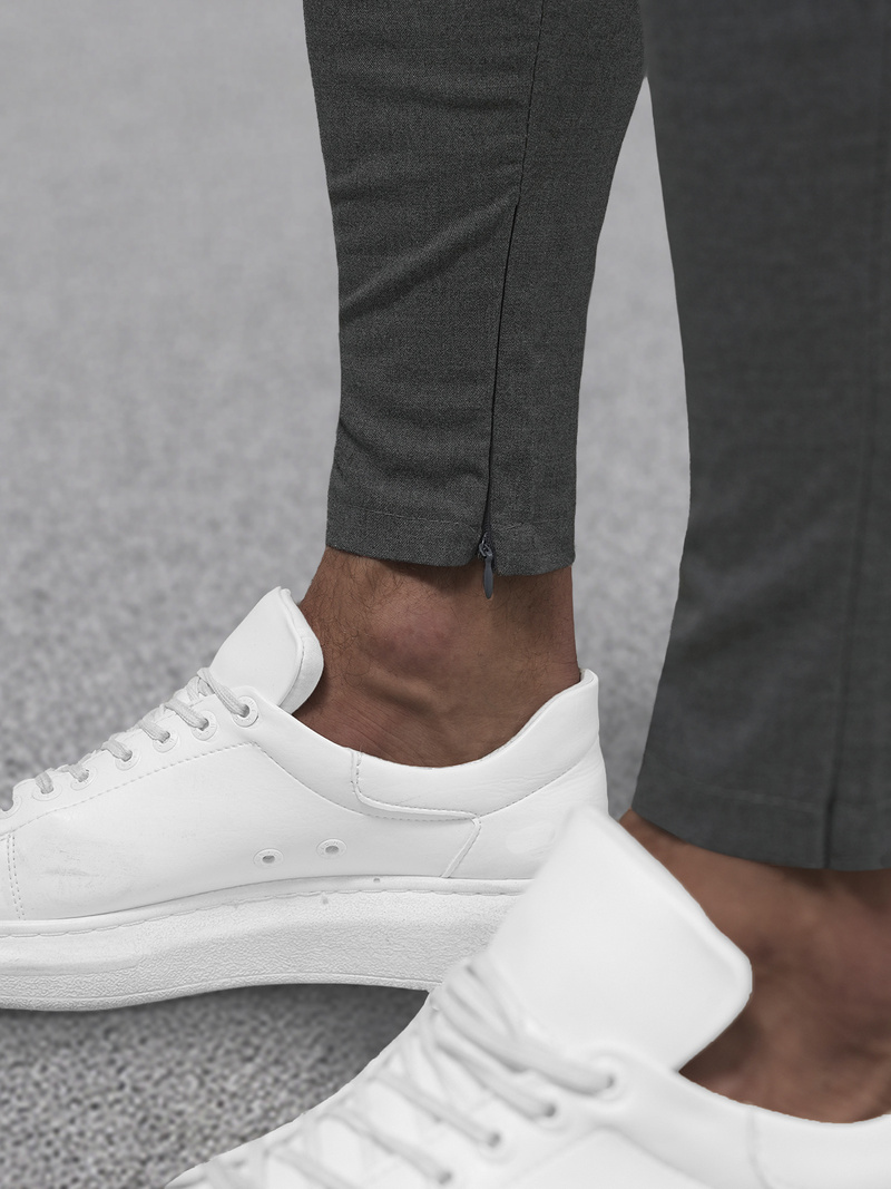 Spodnie męskie chino materiałowe grafitowe OZONEE DJ/3300