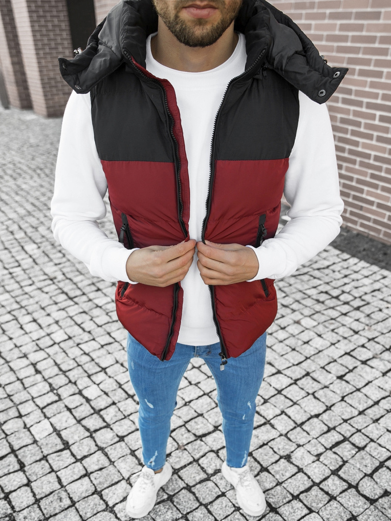 Безрукавка чоловіча Бордова-Чорна OZONEE JS/M1189/1