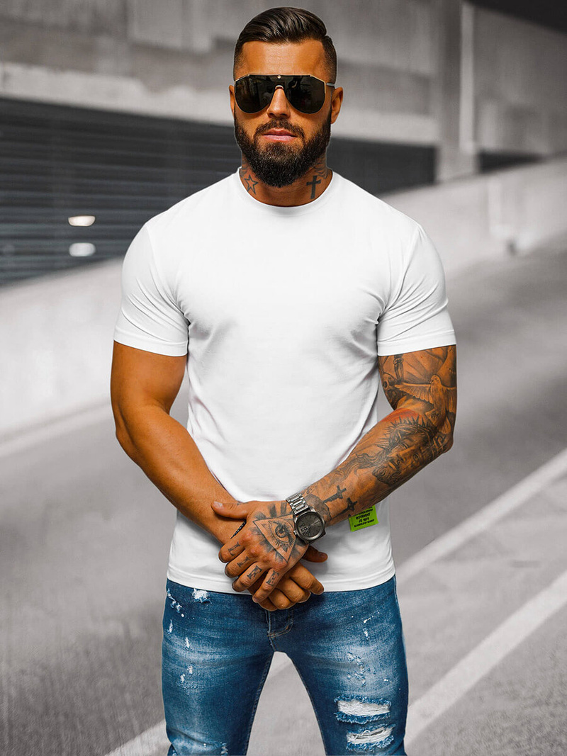 T-shirt męski slim fit biały OZONEE NB/MT3046Z