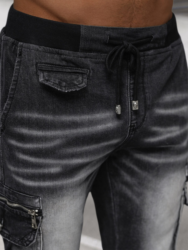 Spodnie jeansowe joggery męskie czarne OZONEE NB/MP0108N