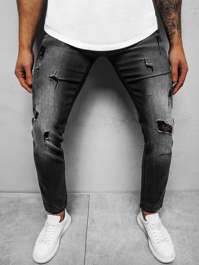 Spodnie jeansowe męskie czarne OZONEE NB/MP0016N