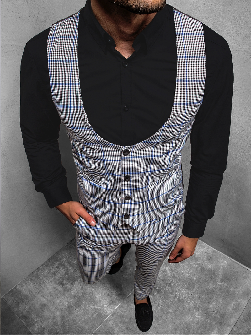 Чоловічий комплект - жилетка та штани чінос Сiро-Синiй OZONEE DJ/5598