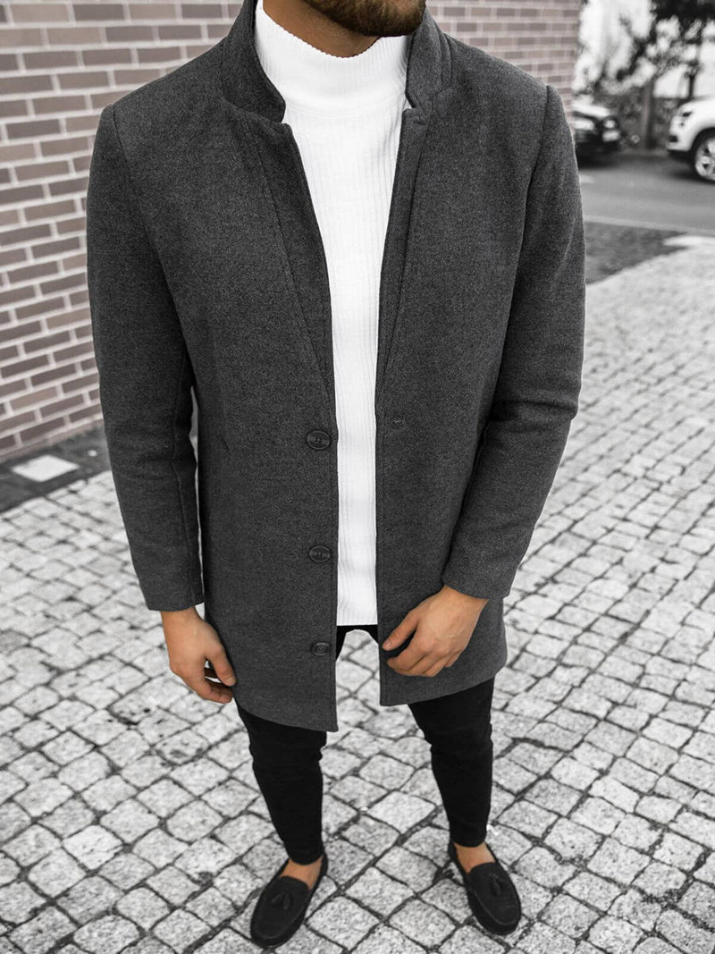 Płaszcz męski ciemno-szary OZONEE O/5628