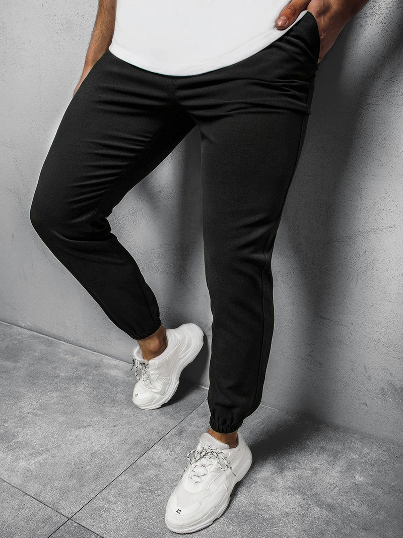 Spodnie męskie chino jogger materiałowe czarne OZONEE DJ/5539
