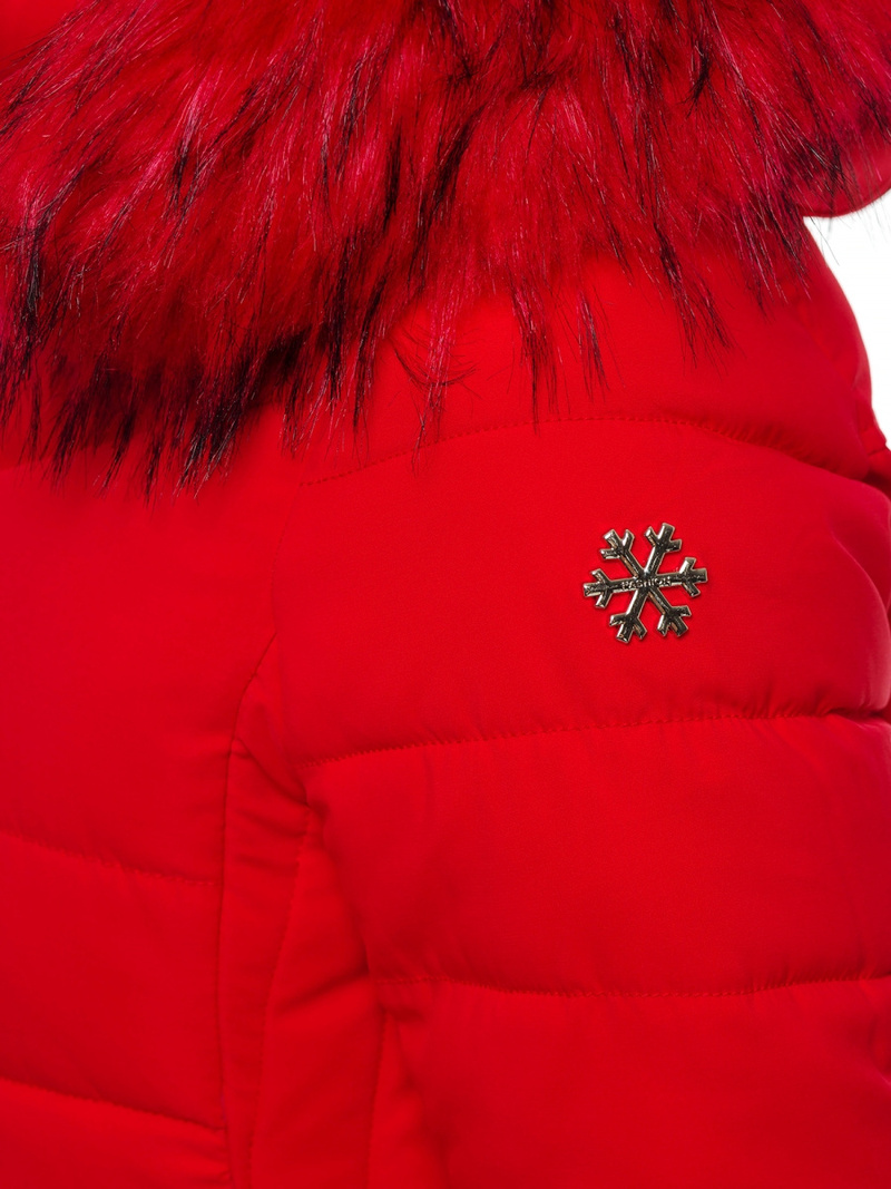 Kurtka zimowa damska parka z futerkiem czerwona OZONEE O/M202/4