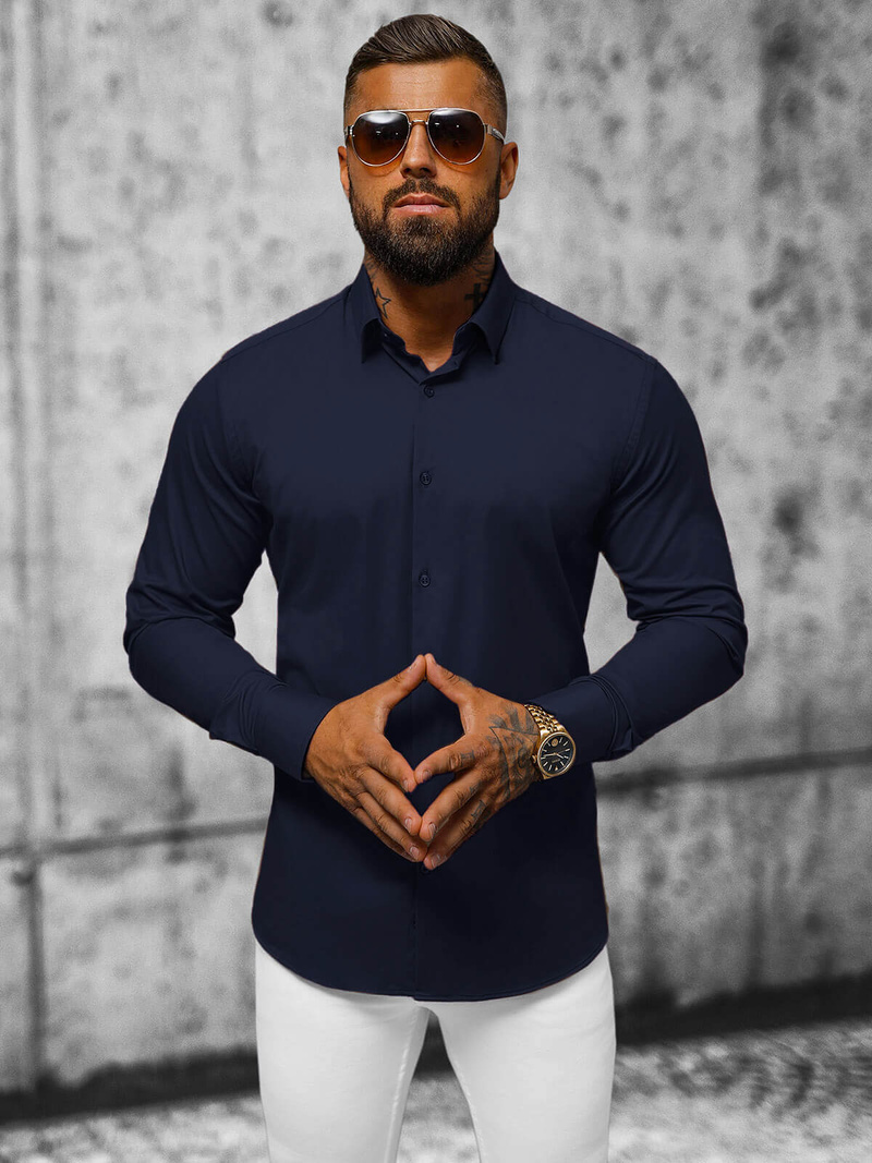 Koszula męska granatowa OZONEE O/V79