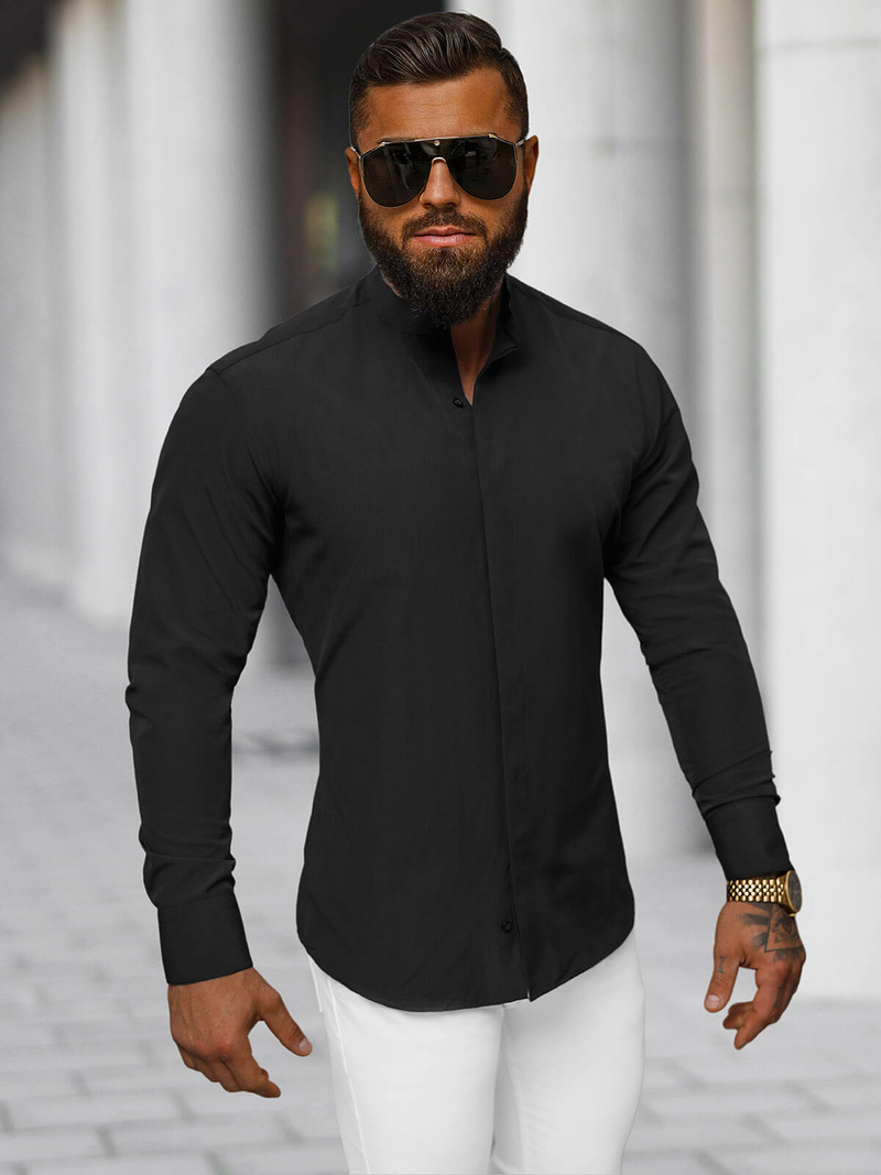 Cорочка чоловіча чорна OZONEE O/V111