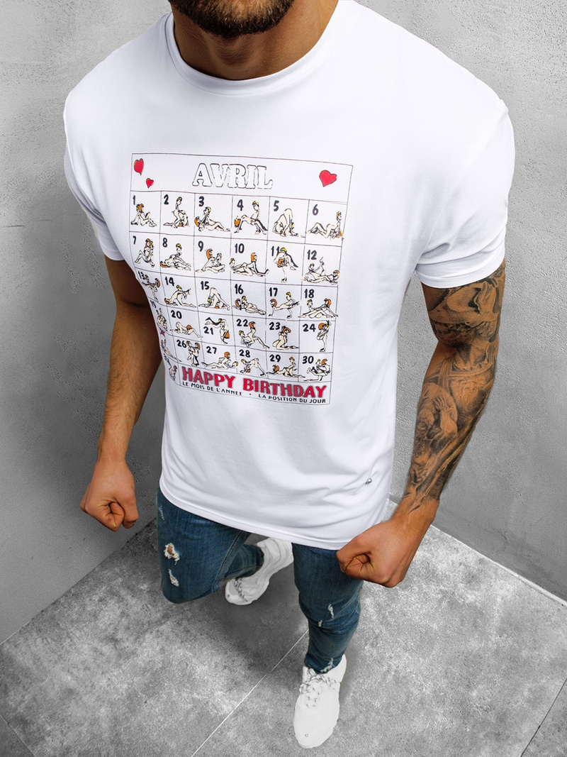 T-Shirt męski biały OZONEE NB/3005