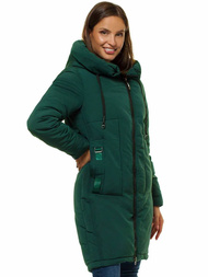 Kurtka zimowa damska parka z kapturem ciemno-zielona OZONEE O/TY033/38/21