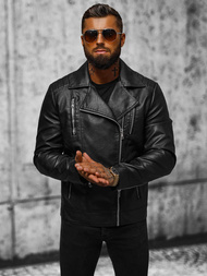 Kurtka skórzana męska ramoneska czarna OZONEE JS/11Z8067