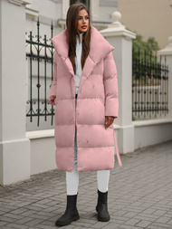 Płaszcz zimowy damski pudrowy OZONEE JS/M737/46Z