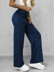 Spodnie damskie welurowe z szeroką nogawką granatowe OZONEE JS/92K531/66