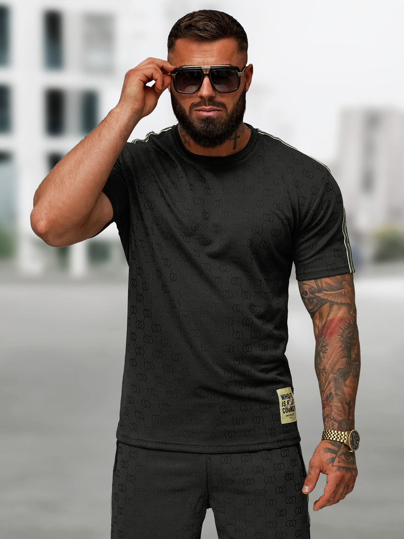 Чоловічий короткий спортивний костюм чорний OZONEE O/QQ1608AB