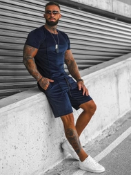 Komplet dresowy męski welurowy granatowy OZONEE O/12133Z