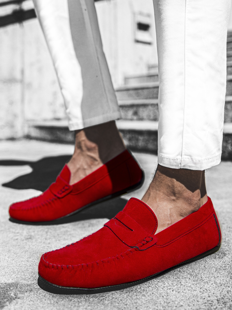 Buty męskie slip on czerwone t/125