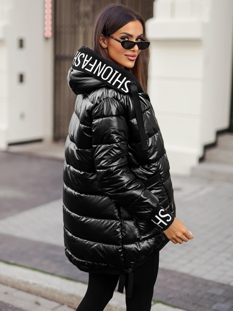 Kurtka zimowa damska pikowana czarna OZONEE JS/5M3188/392Z