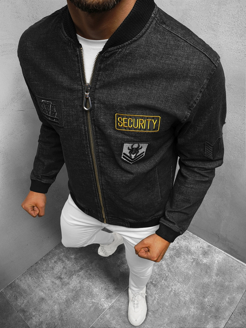 Чоловіча джинсова куртка Чорна OZONEE NB/MJ509N