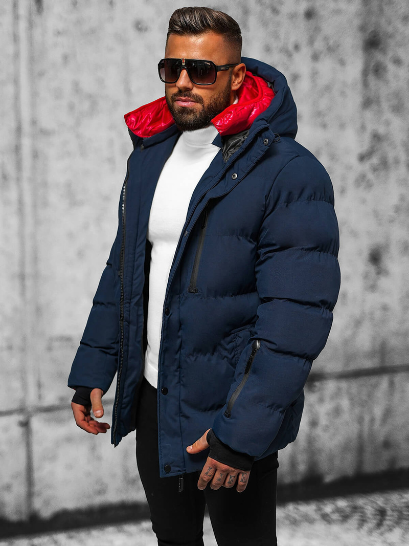 Kurtka zimowa męska pikowana granatowa OZONEE JS/5M771/215