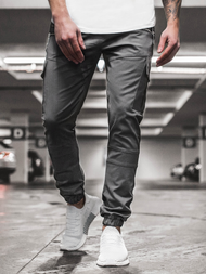 Spodnie męskie chino joggery grafitowe OZONEE ZAZ/191376