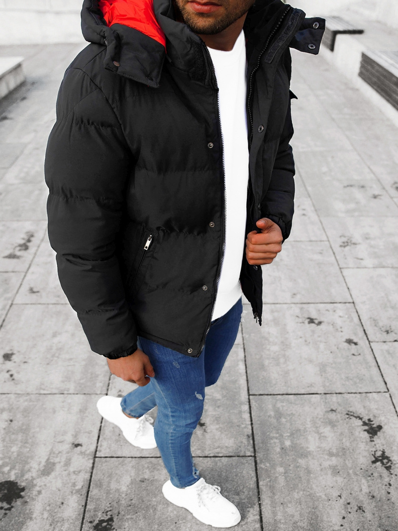 Kurtka zimowa męska pikowana czarna OZONEE JB/JP1163/6Z