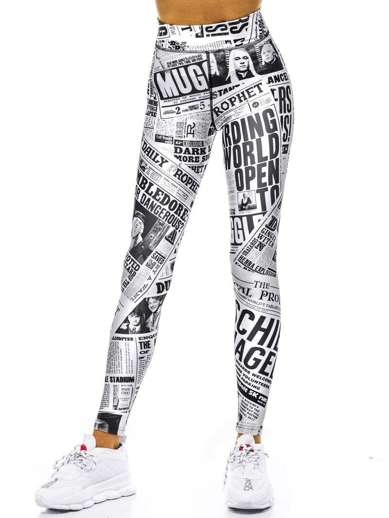 Legginsy damskie biało-czarne OZONEE O/20975