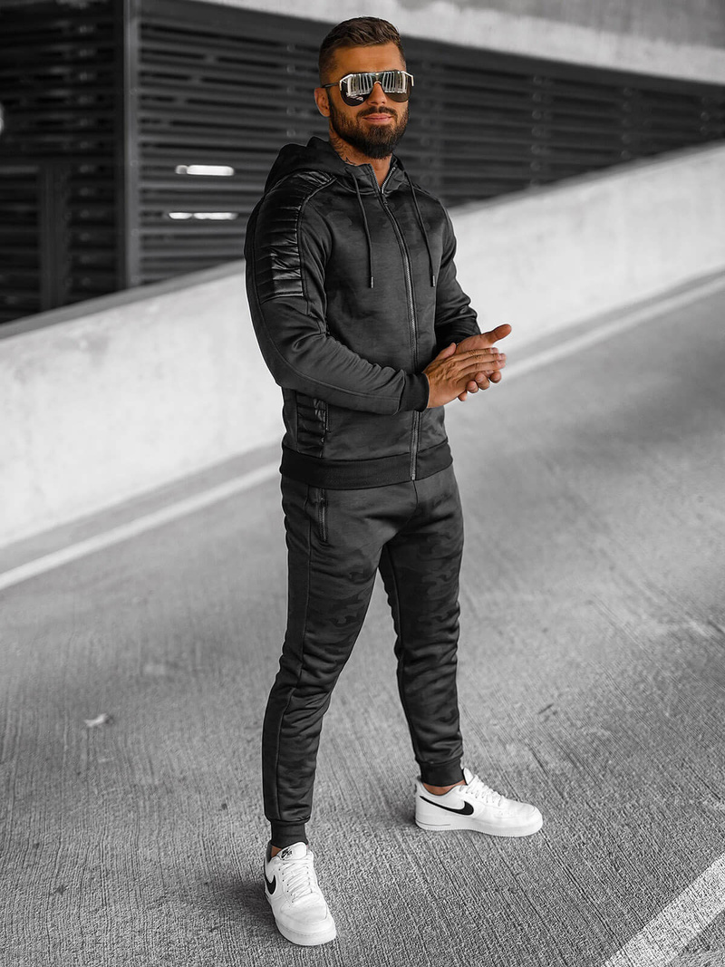 Komplet dresowy męski czarny OZONEE O/3A126/A128Z