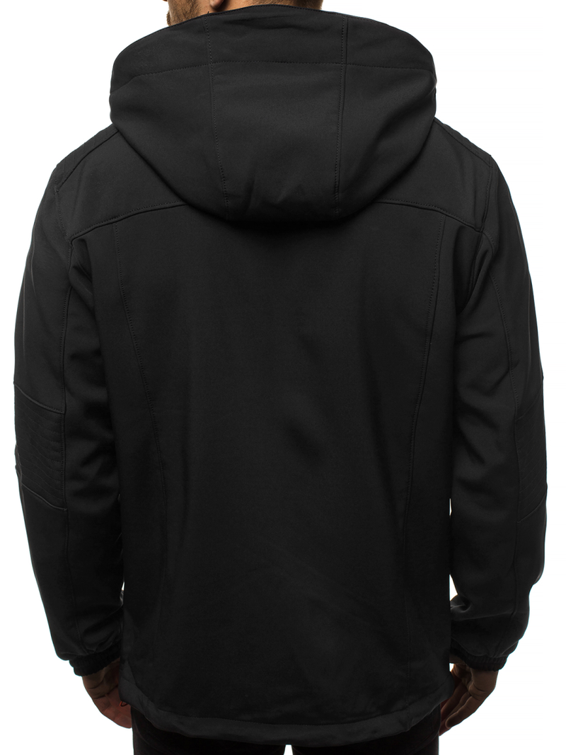 Kurtka softshell męska z kapturem czarno-pomarańczowa OZONEE GE/12263