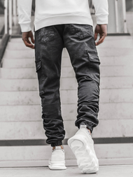 Spodnie jeansowe joggery męskie czarne OZONEE O/B4967