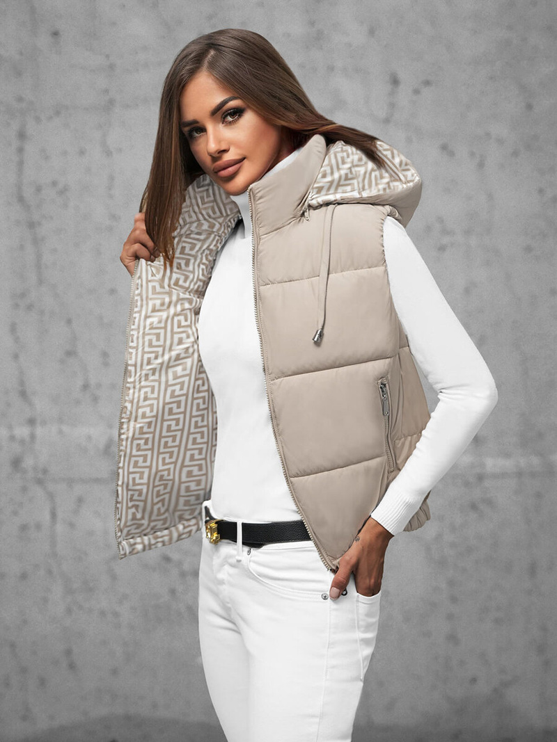 Стьобаний жіночий жилет Бежева OZONEE JS/16M9091/62Z