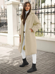 Płaszcz zimowy damski polarowy ecru OZONEE O/Z01Z