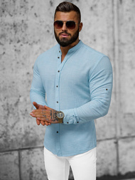 Koszula męska ze stójką jasno-niebieska OZONEE O/V30