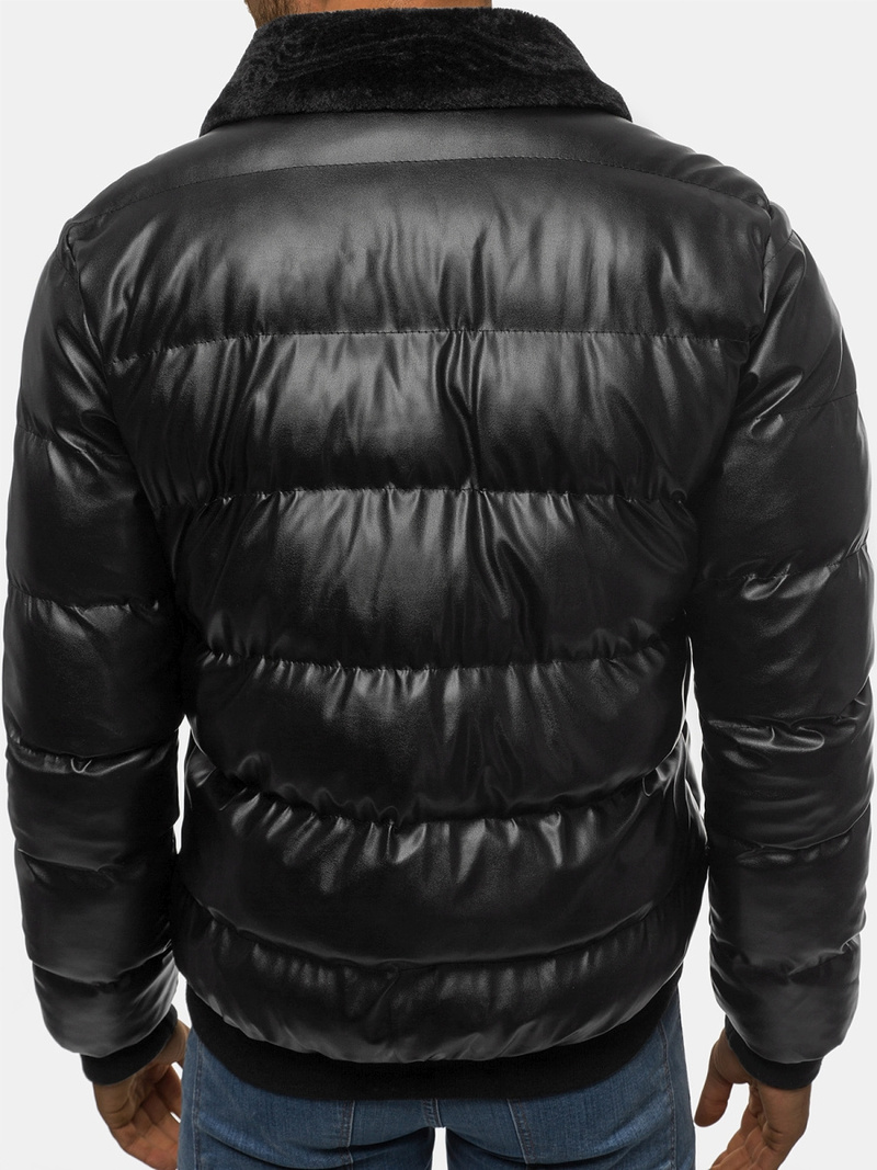 Kurtka skórzana męska czarna OZONEE O/9030