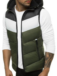 Kamizelka męska pikowana z kapturem zielona OZONEE N/6500