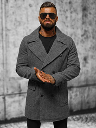 Płaszcz męski w kratę grafitowy OZONEE JS/JP1191Z