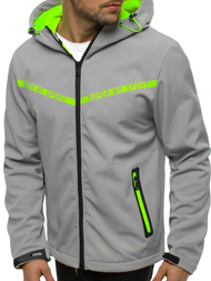 Kurtka softshell męska z kapturem szara OZONEE JS/KS2181