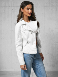 Kurtka skórzana damska ramoneska biała OZONEE O/G88