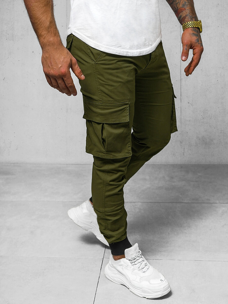 Spodnie męskie joggery cargo zielone OZONEE NB/MP0208MVZ
