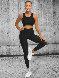 Komplet sportowy dwuczęściowy damski czarny OZONEE O/22753