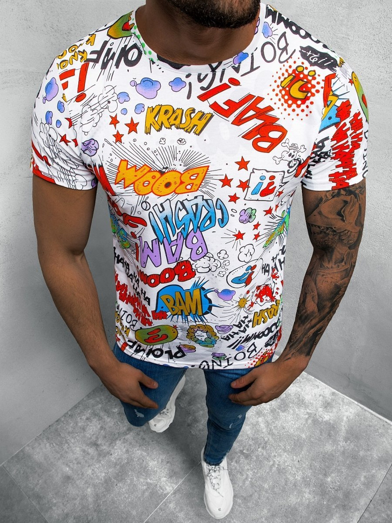 T-Shirt męski z nadrukiem kolorowy OZONEE O/BL69Z