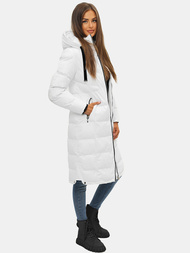 Kurtka damska długa pikowana biała OZONEE JS/M736/281Z