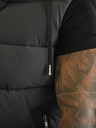 Kamizelka męska pikowana z kapturem grafitowa OZONEE JS/32M1780/105Z