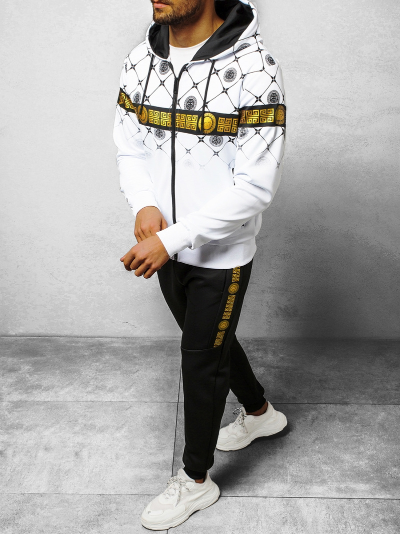 Komplet dresowy męski biało-czarny OZONEE O/HM685Z